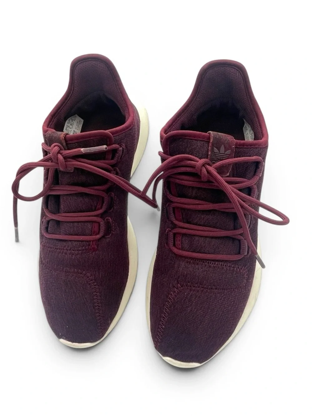 Adidas Tubular Shadow Burgundy Knit Sneakers Women’s 7.5 Casual Comfort - Picture 3 of 10